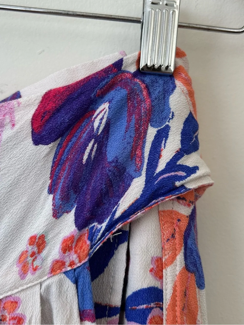 Women’s Maxi Skirt Floral White Blue Pink Boho XS Cottagecore